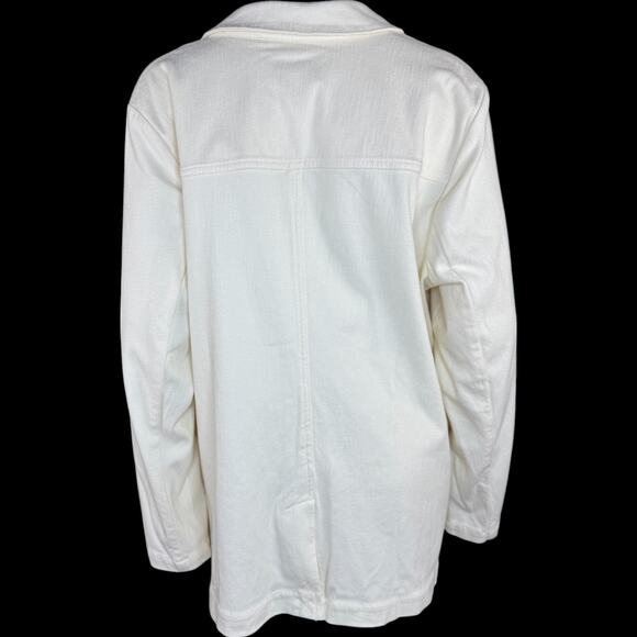 Isaac Mizrahi Live! Knit Denim Classic Slimming Blazer Cream X-Large Career - Picture 4 of 13